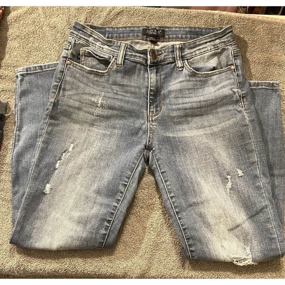 Womens JUDY BLUE JEANS 13 31 Distressed Stretch Fade Preowned VGC 26 Inseam